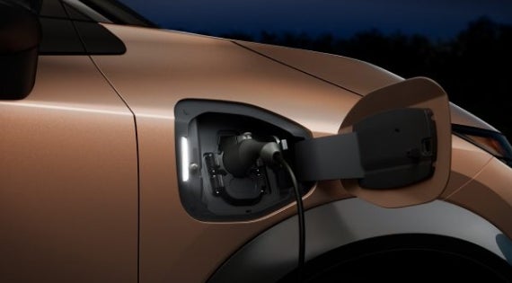 Close-up image of charging cable plugged in | Mountain View Nissan of Chattanooga in Chattanooga TN